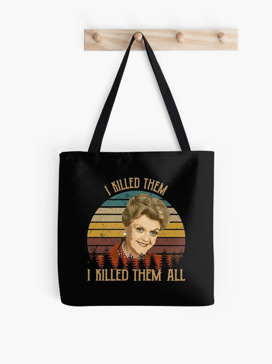 Vintage Murder She Wrote - I Killed Them I Killed Them Tote Bag | Cute Halloween Tote Bag | Reusable Eco Shopping Bag