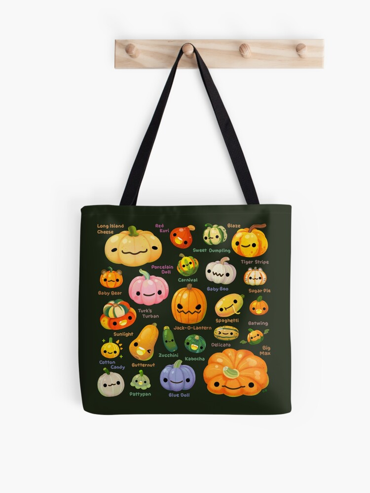 Pumpkin And Squash - Dark Tote Bag | Cute Halloween Tote Bag | Reusable Eco Shopping Bag