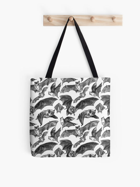 Bat Pattern Tote Bag | Cute Halloween Tote Bag | Reusable Eco Shopping Bag