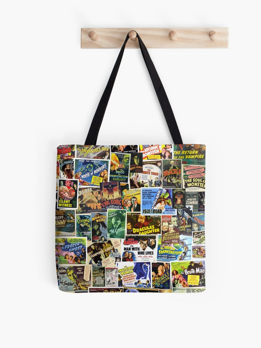 Vintage Horror Tote Bag | Cute Halloween Tote Bag | Reusable Eco Shopping Bag