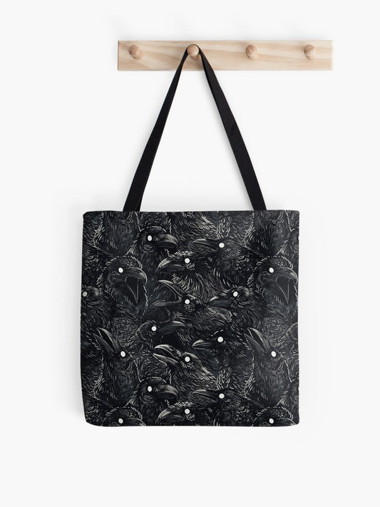 Raven Pattern 2 Tote Bag | Cute Halloween Tote Bag | Reusable Eco Shopping Bag
