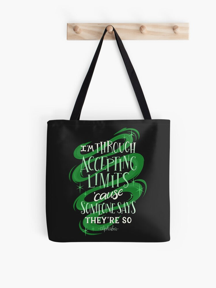 Wicked Defying Gravity Elphaba Musical Quote Tote Bag | Cute Halloween Tote Bag | Reusable Eco Shopping Bag