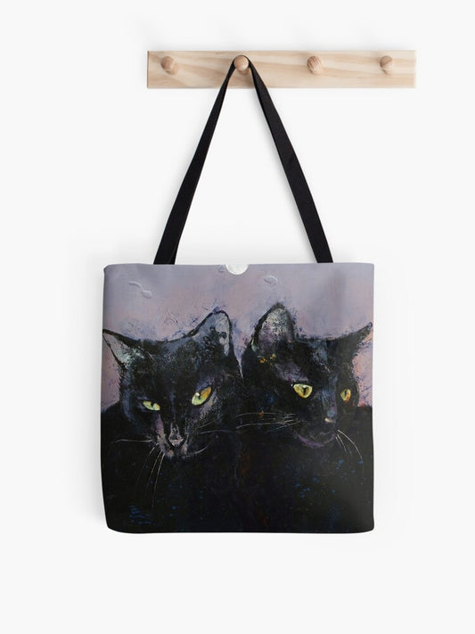 Gothic Cats Tote Bag | Cute Halloween Tote Bag | Reusable Eco Shopping Bag