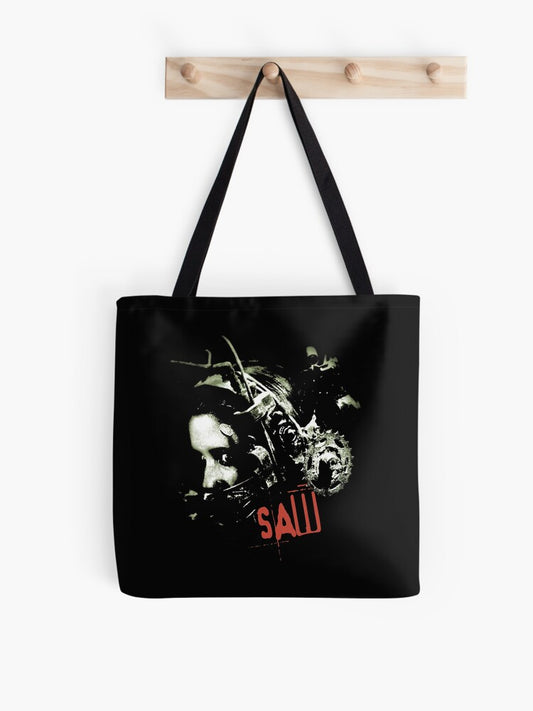 Vintage Saw Movie Tote Bag | Cute Halloween Tote Bag | Reusable Eco Shopping Bag