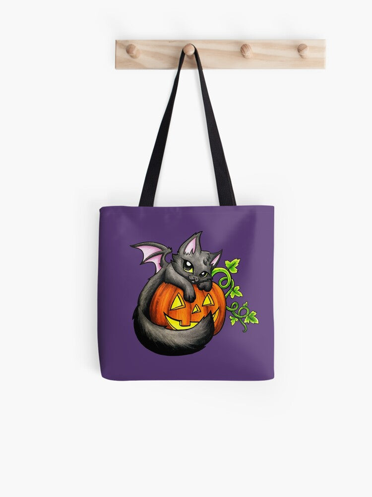 Halloween Kitty Tote Bag | Spooky Halloween Tote Bag | Trendy Reusable Bag
