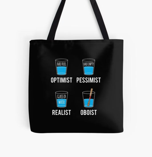 "Optimist Pessimist Realist Oboist Musician Gift" Tote Bag for Sale by haselshirt