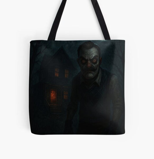 The Chase Hello Neighbor Fan Art Tote Bag | Cute Halloween Tote Bag | Reusable Eco Shopping Bag