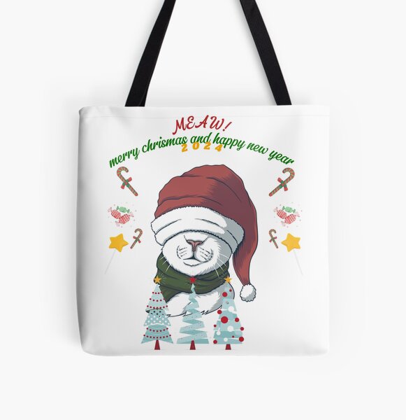 "White Cat With Santa Hat MERRY CHRISTMAS AND HAPPY NEW YEAR 2024 T shirt" Tote Bag for Sale by XUObrands