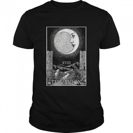 The Moon and Dogs Tarot Card Occult Goth Halloween Gothic T shirt