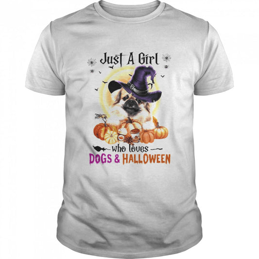 Tibetan Spaniel Just A Girl Who Loves Dogs And Halloween Shirt