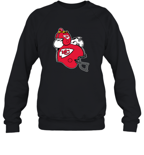 The Snoopy And Woodstock Resting On Kansas City Chiefs Helmet Sweatshirt
