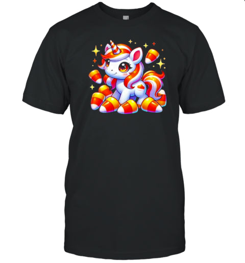 Unicorn Candy Corn Girls Halloween Funny T Shirt
