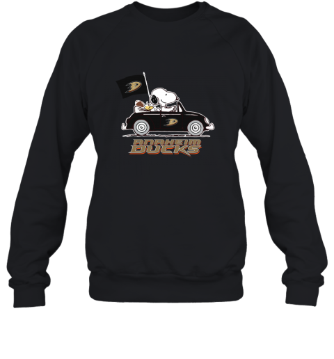 The Snoopy And Woodstock Ride The Aheim Ducks Car Sweatshirt