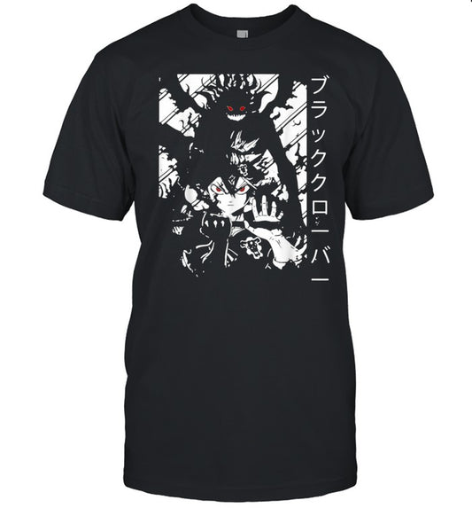 Vintage Japanese Anime Fantasy Clover Arts Black Manga Otaku shirt