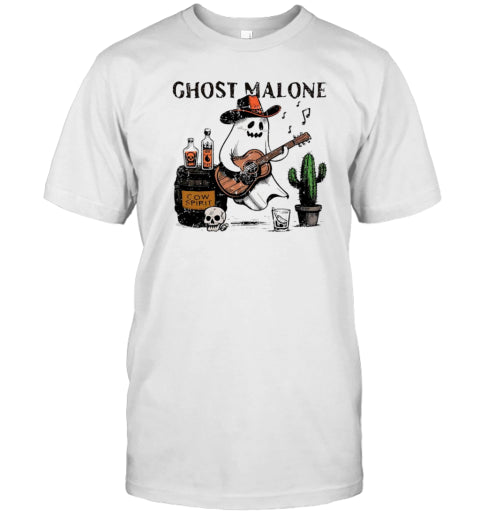 Western Halloween Ghost Malone Guitar T Shirt