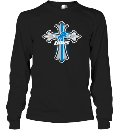 The Orange Crusader Cross Detroit Lions Long Sleeve T Shirt