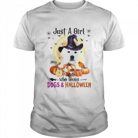 White Labrador Just A Girl Who Loves Dogs And Halloween Shirt
