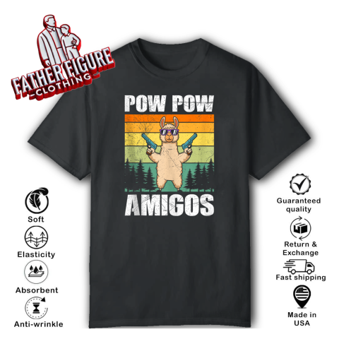 Alpaca Pow Pow Amigos Retro Lama Funny Alpacas T Shirt