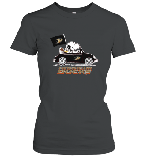 The Snoopy And Woodstock Ride The Aheim Ducks Car Women039S T Shirt